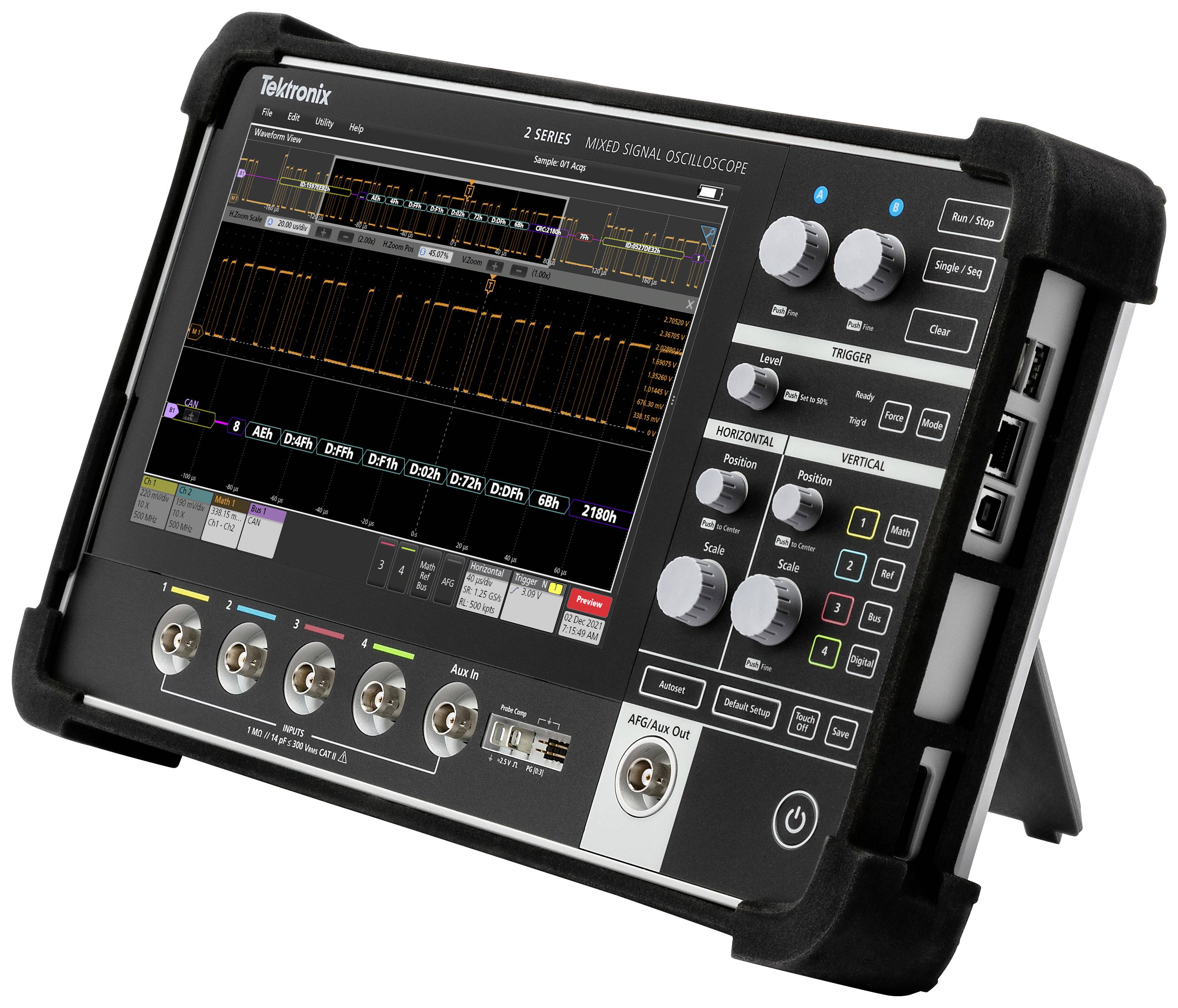 Tektronix MSO22 2-BW-100 Digitális oszcilloszkóp Kalibráció (ISO) 100 MHz 1.25 GSa/mp 8 bit 1 db