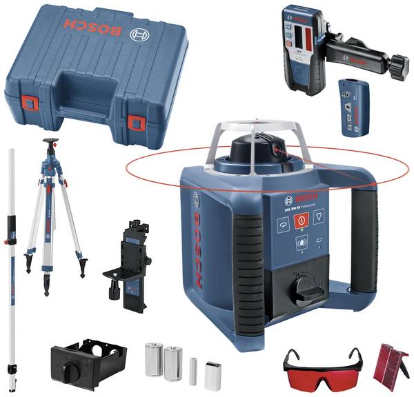 Bosch Professional GRL 300HV + BT300 + GR240 + LR1 + WM4 Rotációs lézer  Önszintező, Állvánnyal Hatótáv (max.): 300 m