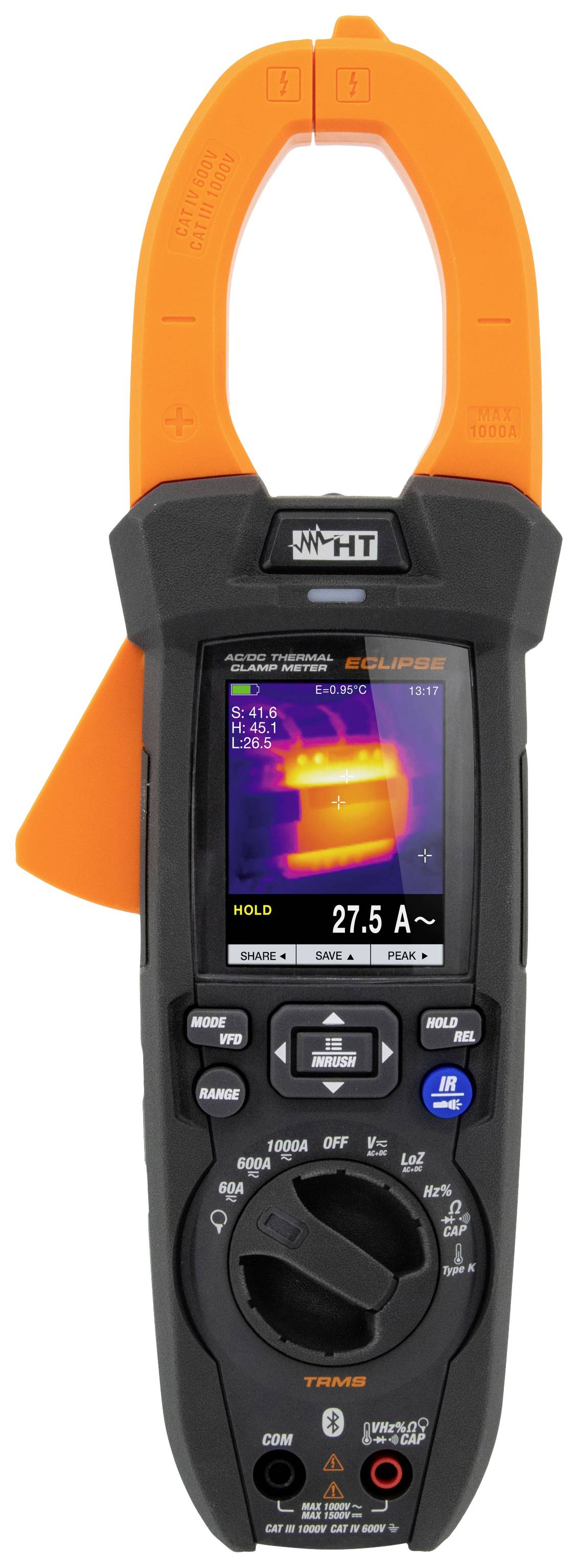 HT Instruments ECLIPSE Lakatfogó Kalibráció (DAkkS) digitális Beépített hőkamera CAT III 1000 V, CAT IV 600 V, CAT II 1500 V Kijelző (digitek): 6000