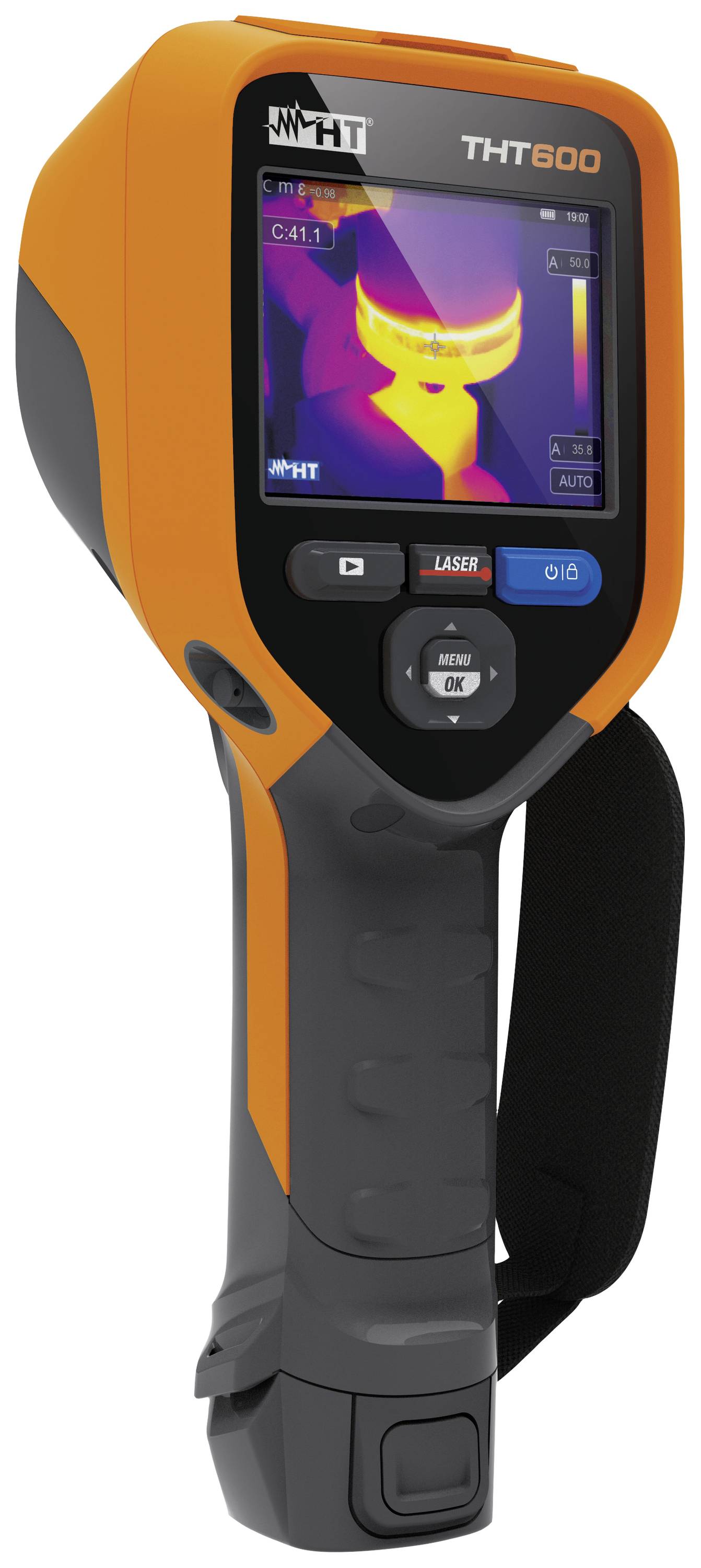 HT Instruments THT600 Hőkamera Kalibráció (ISO) -20 - +650 °C 384 x 288 Pixel 50 Hz Beépített digitális kamera, WiFi, Érintőképernyő