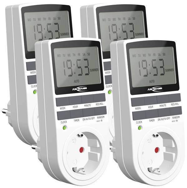 Ansmann 1260-0006-590-01 Időkapcsoló óra programozó csomag Digitális  Napi program, Heti program  3680 W IP20 Folyamatos üzem, BE/AUTO/KI program, Programozás funkció, Nyári- / téli időszámítás átállás, Véletlen kapcsolás funkció, Ciklikus program