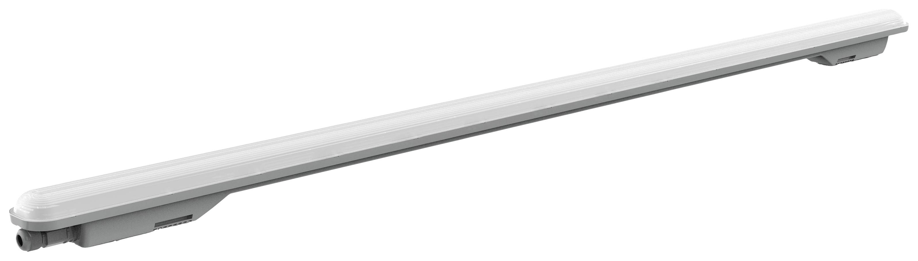 Téglalap alakú LED-fénycső, beltéri mennyezeti felszerelésre alkalmas. Szürke burkolattal rendelkezik.