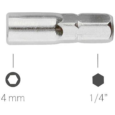 Bernstein Tools for Electronics 4-566 Bit adapter 1/4 hüvelykes> 4 mm-es bitek 25 mm 1/4"