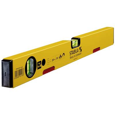Egy sárga Stabila vízmérték, 'Made in Germany', két libellával és 70 cm hosszúsággal.