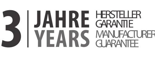 "3 év gyártói garancia" és "3 Years Manufacturer Guarantee" fekete-fehér betűkkel.