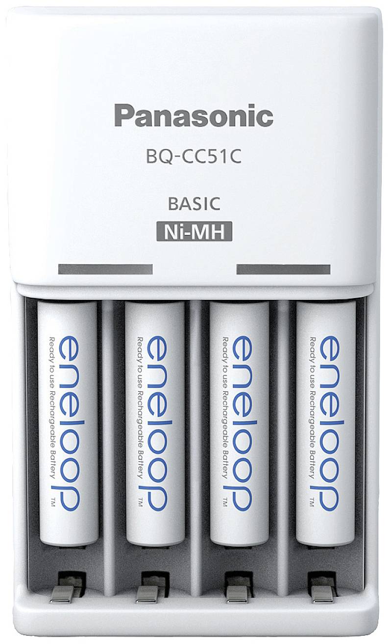 Panasonic Basic BQ-CC51 + 4x eneloop AAA Dugasztöltő NiMH Mikro (AAA), Ceruza (AA)