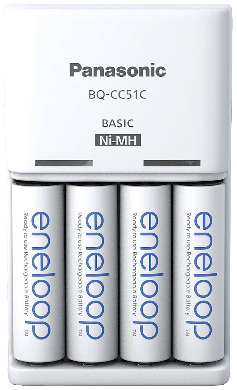 Panasonic Basic BQ-CC51 + 4x eneloop AA Dugasztöltő NiMH Mikro (AAA), Ceruza (AA)