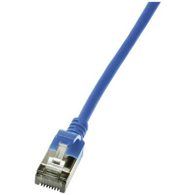 LogiLink CQ9016S RJ45 Hálózati kábel, patchkábel CAT 6A U/FTP 0.30 m Kék extrém vékony, Lángálló, Hajlékony, Fólia árnyé