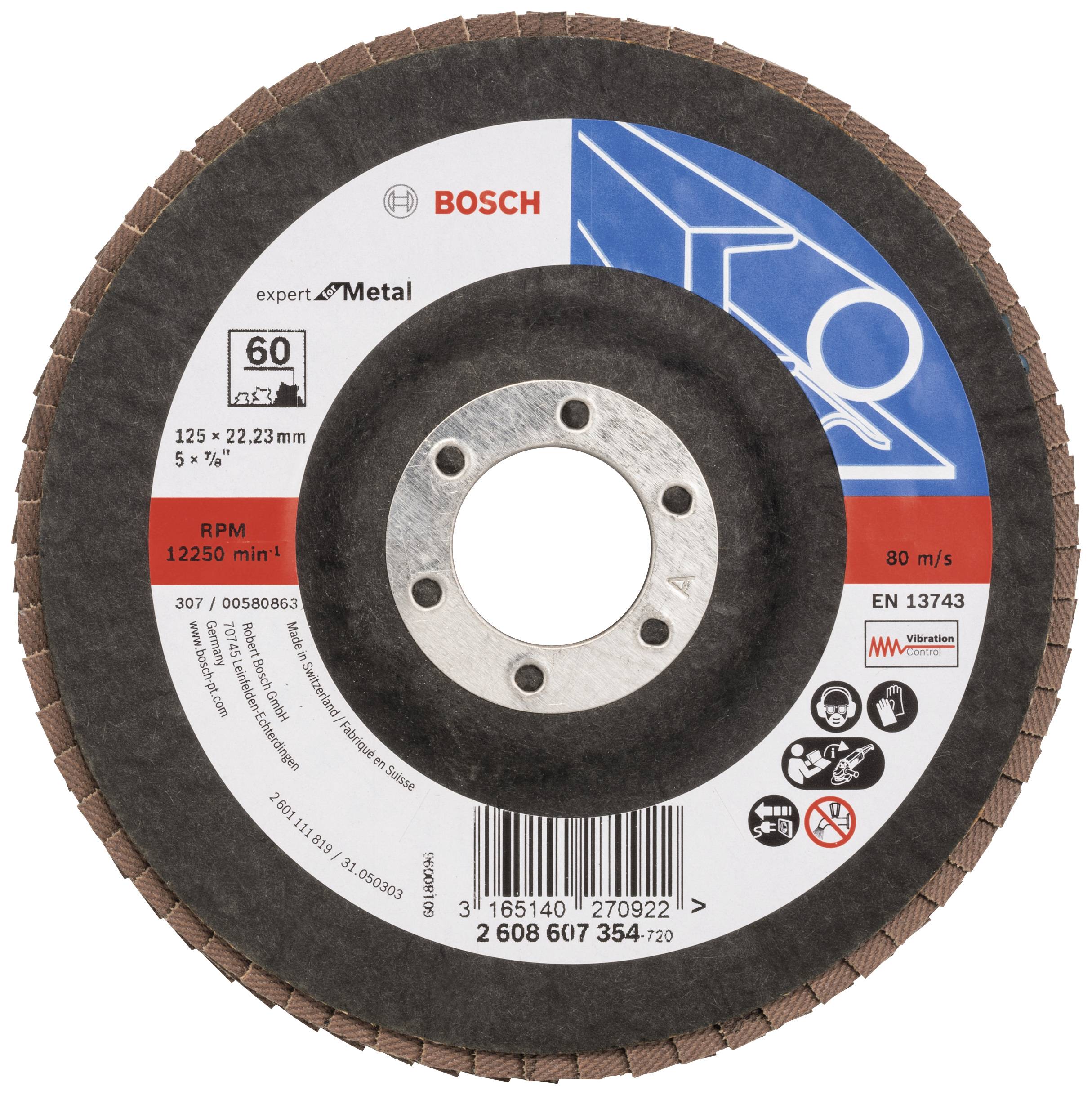 Bosch Accessories 2608607354 X551 Felületcsiszoló korong Ø 125 mm Furat átmérő 22.33 mm Szemcsézet 60 Acél 1 db