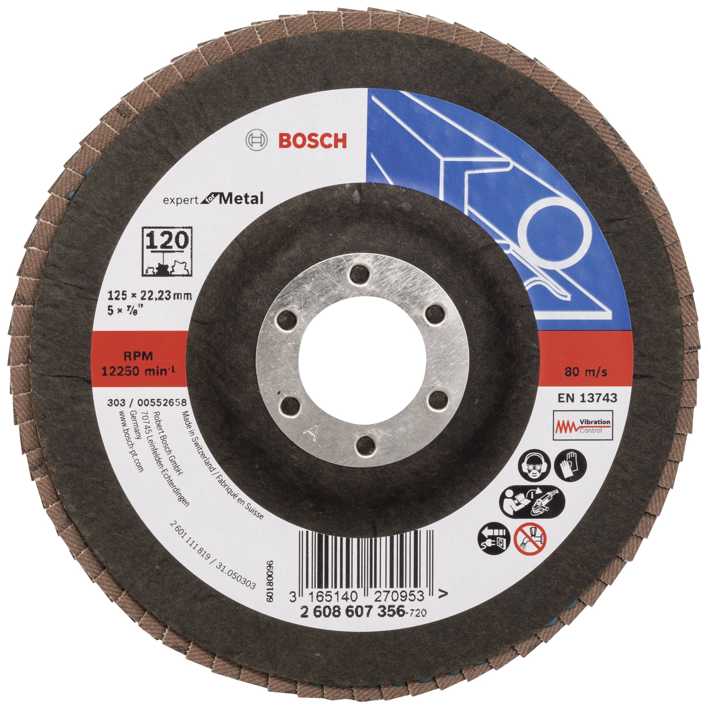 Bosch Accessories 2608607356 X551 Felületcsiszoló korong Ø 125 mm Furat átmérő 22.33 mm Szemcsézet 120 Acél 1 db