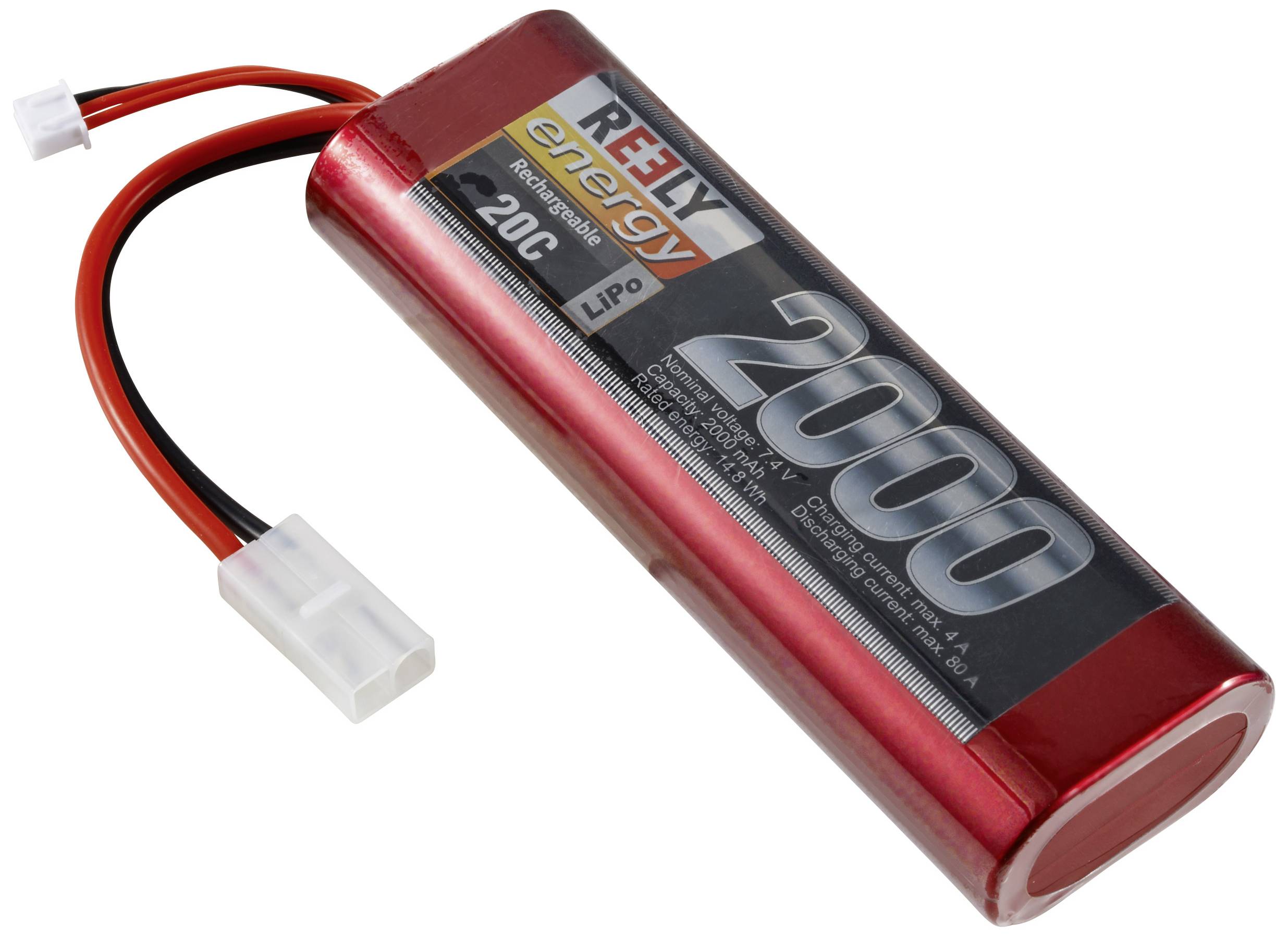 Reely Akkucsomag, LiPo 7.4 V 2000 mAh Cellaszám: 2 20 C Keménydoboz Tamiya dugó