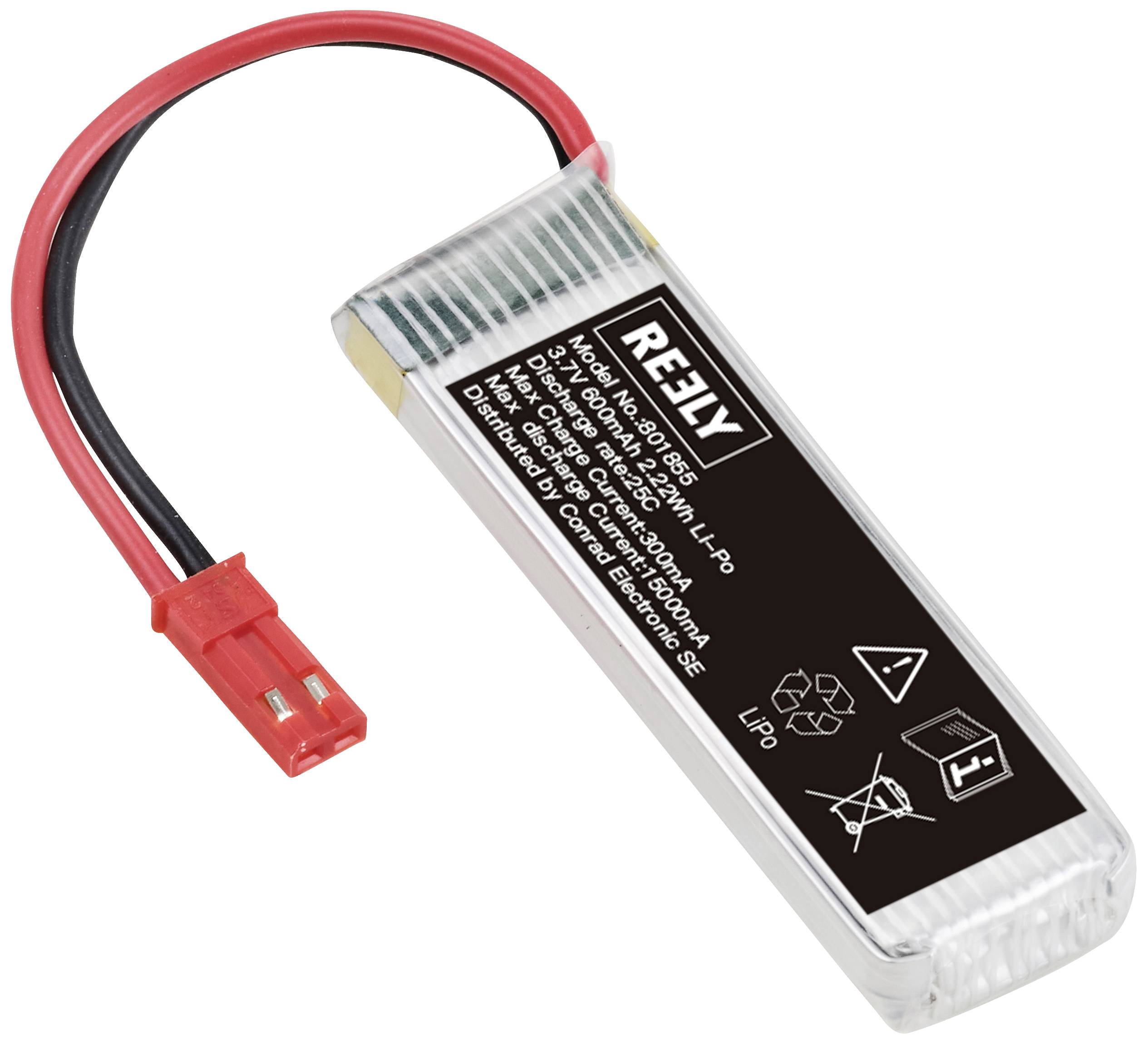 Reely Akkucsomag, LiPo 3.7 V 600 mAh Cellaszám: 1 25 C Soft doboz BEC