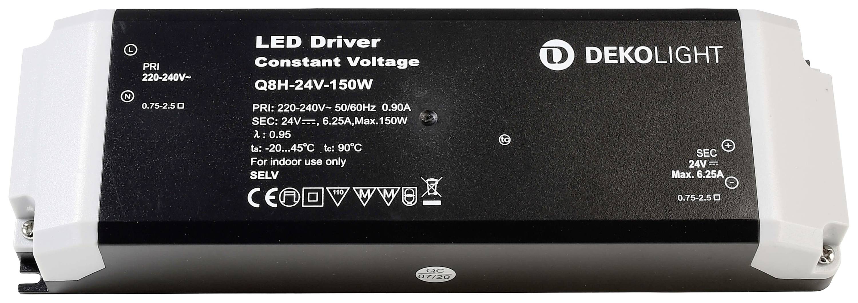 Deko Light BASIC, CV, Q8H-24-150W LED meghajtó Állandó feszültségű 150 W 0 - 6250 mA 24 V Túlterhelés elleni védelem 1 db
