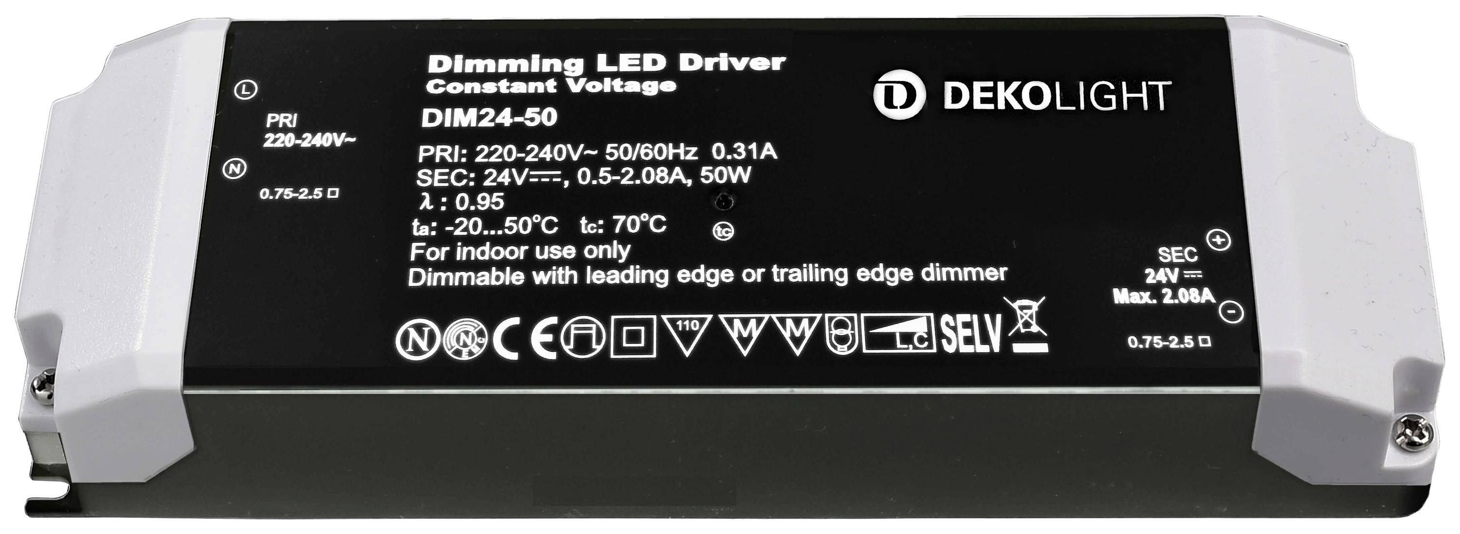 Deko Light BASIC, DIM, CV, 24V 12-50W LED meghajtó Állandó feszültségű 50 W 500 - 2080 mA 24 V 1 db
