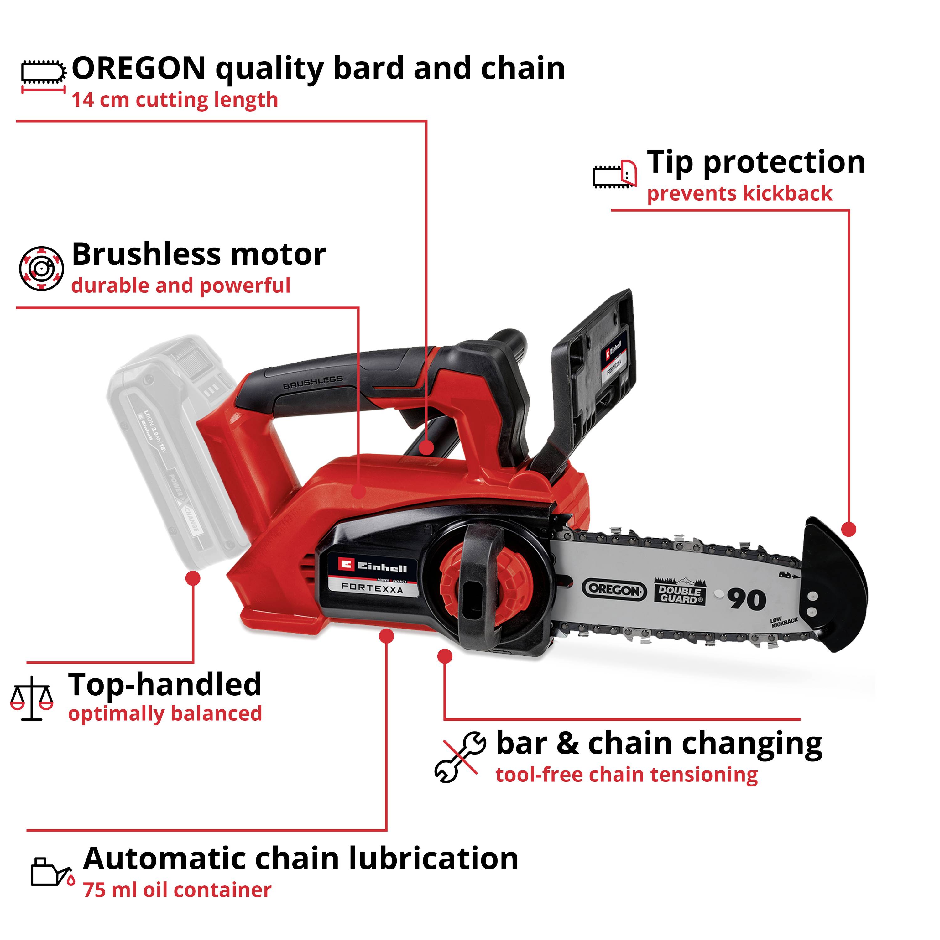Einhell Professional FORTEXXA 18/20 TH Akku Akkus láncfűrész Akku nélkül, töltő nélkül 18 V Penge hossza 200 mm-1