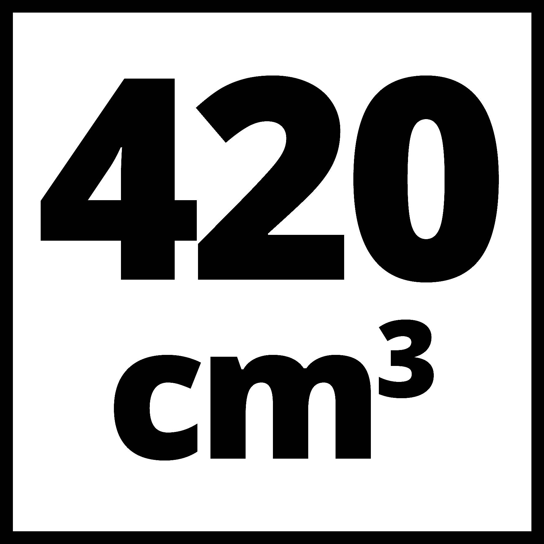 420 cm³ vastag, nagy betűkkel.