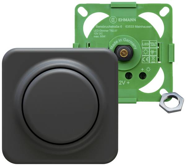 Ehmann 5230x0700 Forgatható dimmer Alkalmas fényforrásokhoz: Izzó, LED-es izzó, LED-szalag, Halogén izzó Fekete