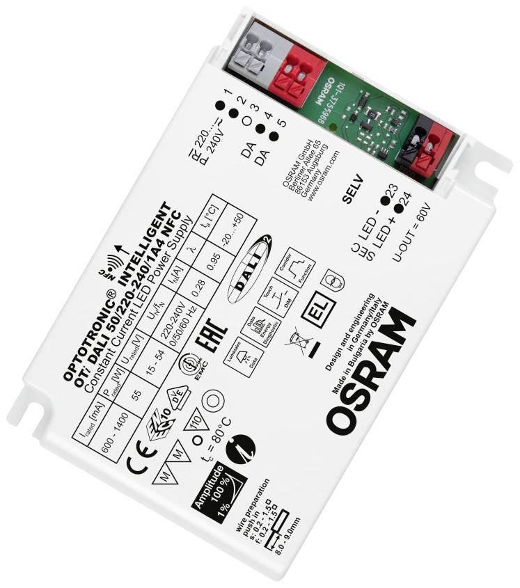 OSRAM HOMELIGHTING OPTOTRONIC DALI NFC LED meghajtó Állandó áramú 55 W 15 - 54 V Dimmelhető, Dali 1 db