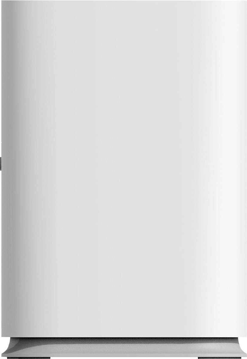 Egy fehér, álló helyzetű hűtőszekrény zárt ajtóval, szabadon álló egy sima felületen.