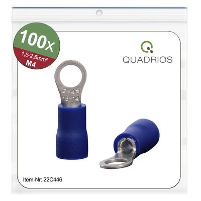 Quadrios 22C446 Gyűrűs kábelsaru  Keresztmetszet (max.)=2.5 mm² Lyuk Ø=4.3 mm Részlegesen szigetelt Kék 1 készlet 