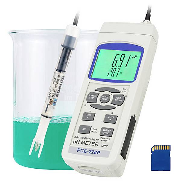 PCE Instruments pH mérő műszer analízis, Hőmérséklet, pH érték, Redox (ORP)