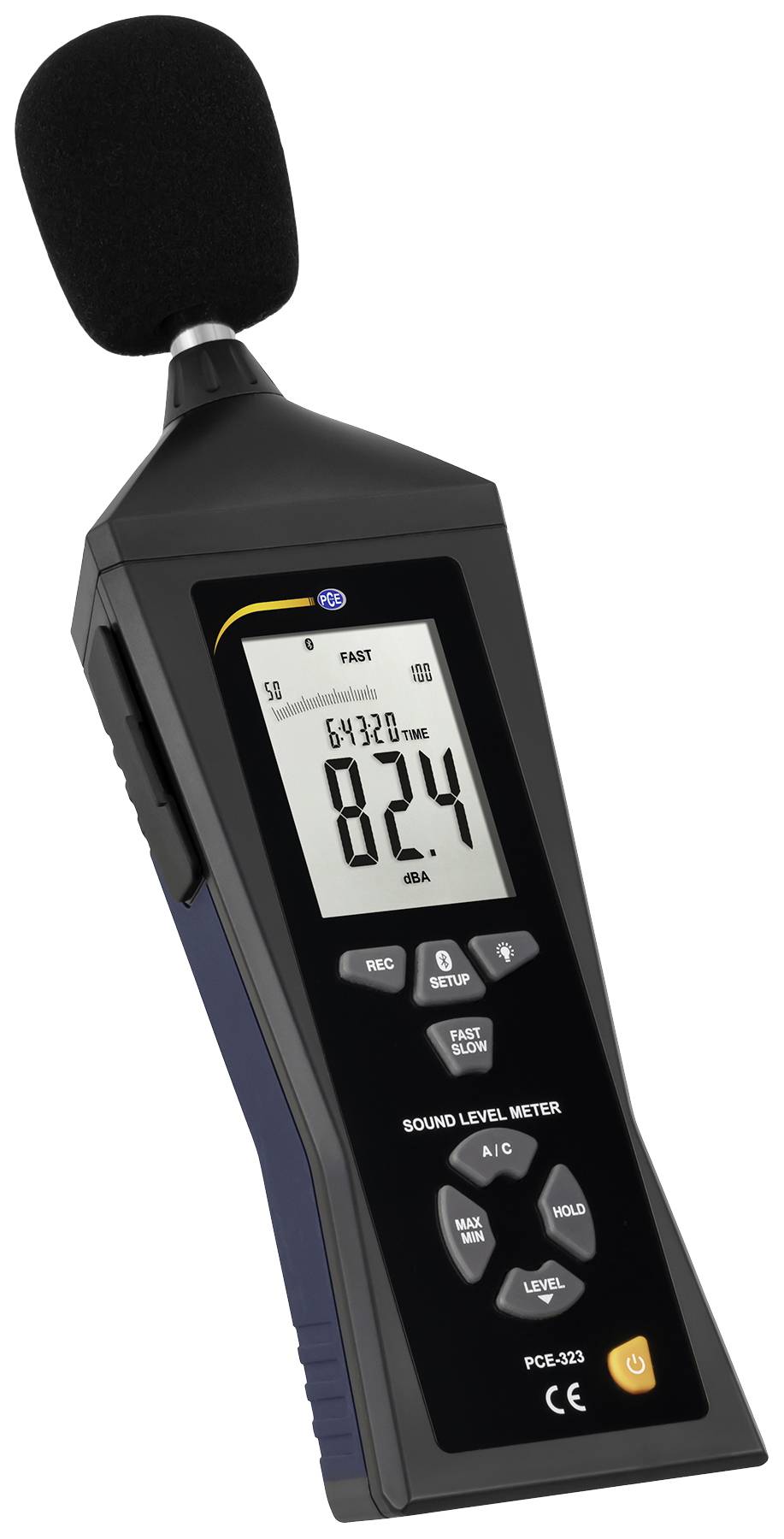 PCE Instruments Zajszintmérő Adatgyűjtő 30 - 130 dB 30 Hz - 8 kHz USB, Bluetooth®
