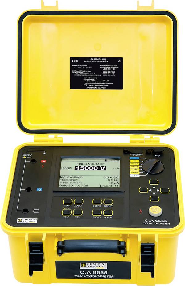 Chauvin Arnoux C.A 6555 Szigetelésmérő műszer  500 V, 1000 V, 2500 V, 5000 V, 10000 V, 15000 V 30 TΩ