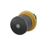 HALT/STOP gomb, RMQ titán, gomba alakú, 30 mm, LED elemmel világítható, kihúzható, fekete, sárga, RAL 9005