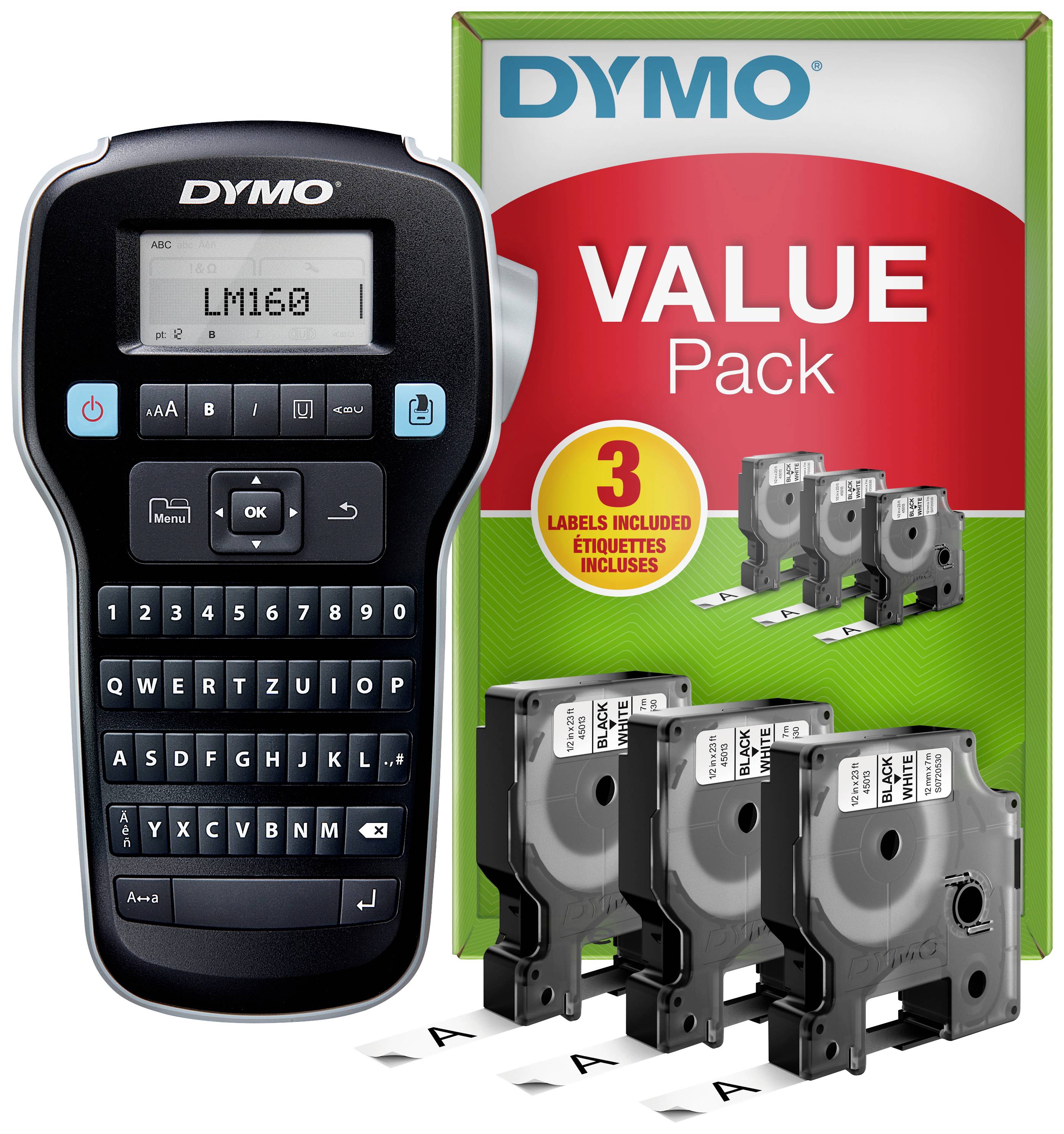 DYMO Labelmanager 160 Value Pack Feliratozó készülék Alkalmas feliratozó szalag: D1 12 mm, 9 mm, 6 mm-0