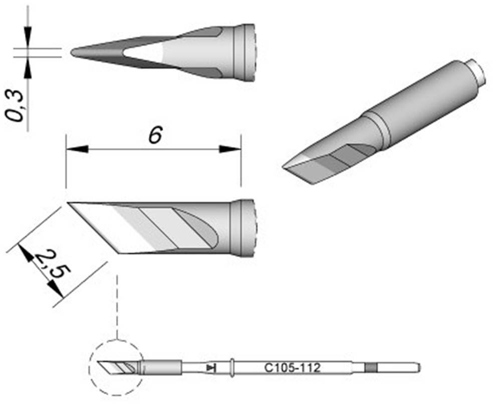 JBC Tools C105112 Forrasztóhegy Penge forma, egyenes Hegy méret 0.3 mm Tartalom, tartalmi egységek rendelésenként 1 db
