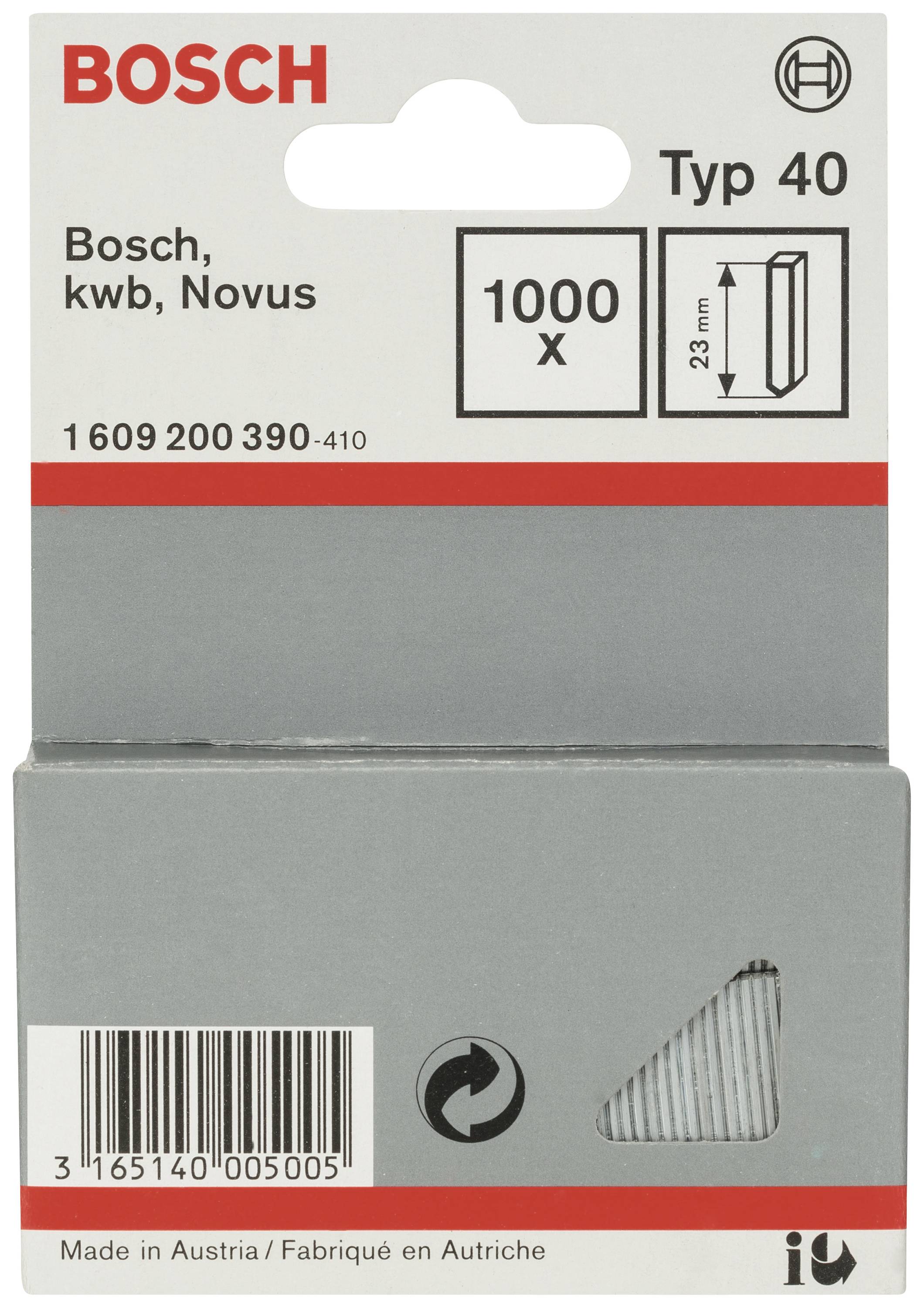 Bosch Accessories 1609200390 Tűzőgép szögek 40-es típus Méret, hossz 23 mm 1000 db