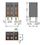 THR PCB terminál; tológépek; 1,5 mm²; osztás 3,5 mm; 2 tűs; nyomja be a CAGE CLAMP®-t; forrasztócsap hossza 1,5 mm; 1,50 mm²; fekete