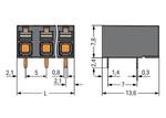 THR PCB terminál; tológépek; 1,5 mm²; osztás 5 mm; 6 pólusú; nyomja be a CAGE CLAMP®-t; 1,50 mm²; fekete