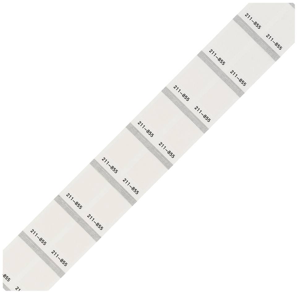 Egy hosszú, keskeny papírszalag, amelyen szürke és fehér szakaszok váltogatják egymást, mindegyik szakaszon '211-955' van nyomtatva.