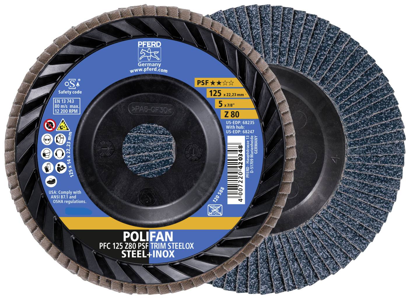 PFERD TOOLS 67771128 Legyezős csiszolókorong Ø 125 mm Szemcsézet=80 10 db