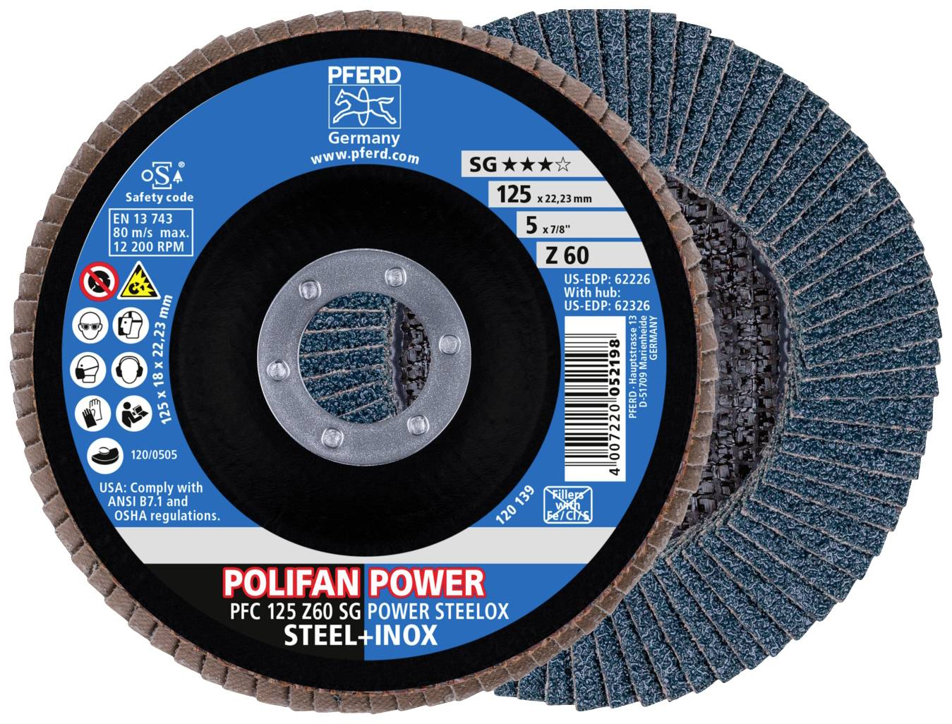PFERD TOOLS 69398199 Legyezős csiszolókorong Ø 125 mm Szemcsézet=60 2 db