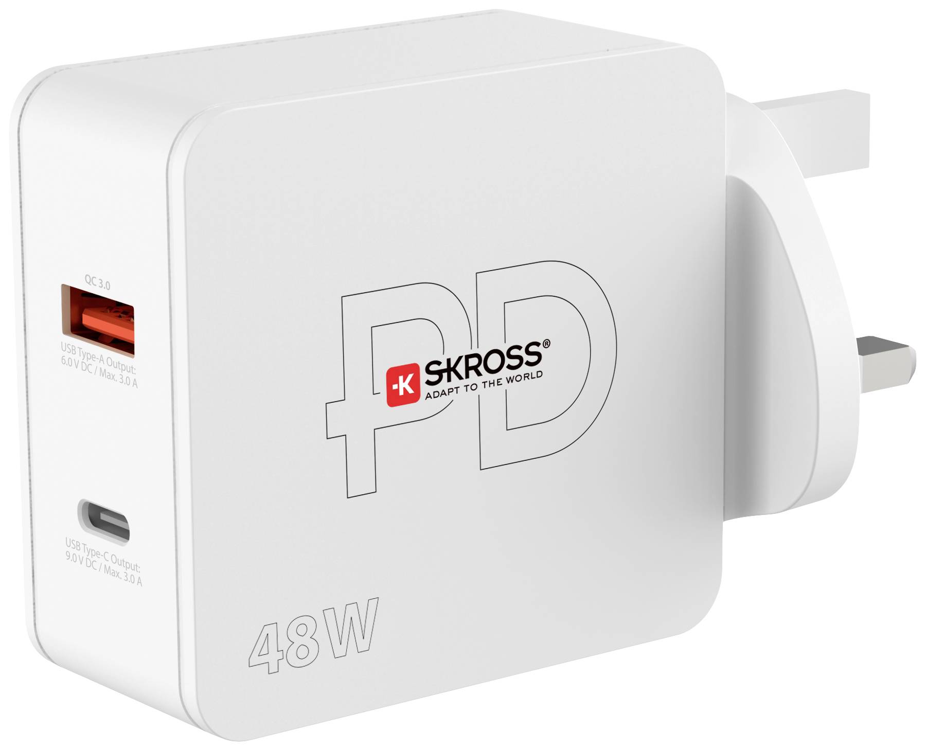 Skross Multipower 2 Pro+ UK USB-s töltőkészülék 48 W 1x USB-A, 1x USB-C® Beltér