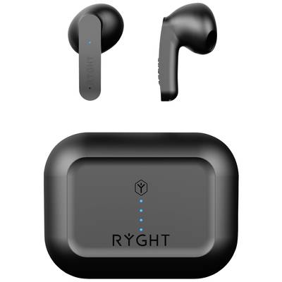 RYGHT MINO   In Ear headset Bluetooth® Stereo Fekete mikrofon zajelnyomás Elemtöltés kijelzés, Headset, Töltőtok, Érinté