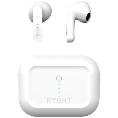 RYGHT MINO   In Ear headset Bluetooth® Stereo Fehér mikrofon zajelnyomás Elemtöltés kijelzés, Headset, Töltőtok, Érintés