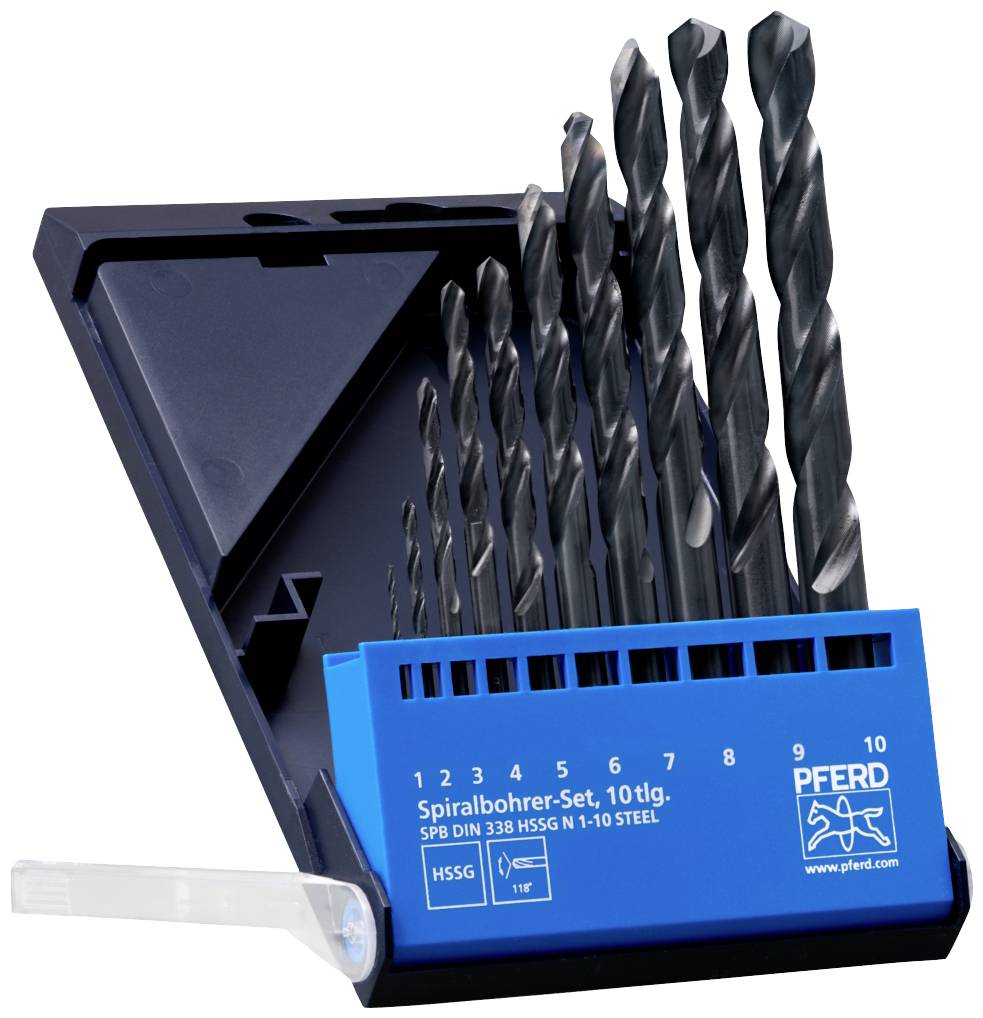 PFERD TOOLS 25298001 SET DIN 338 HSSG N 1-10 STEEL 10TLG Fém spirálfúró készlet 10 részes 1 mm, 2 mm, 3 mm, 4 mm, 5 mm, 6 mm, 7 mm, 8 mm, 9 mm, 10 mm 1 készlet