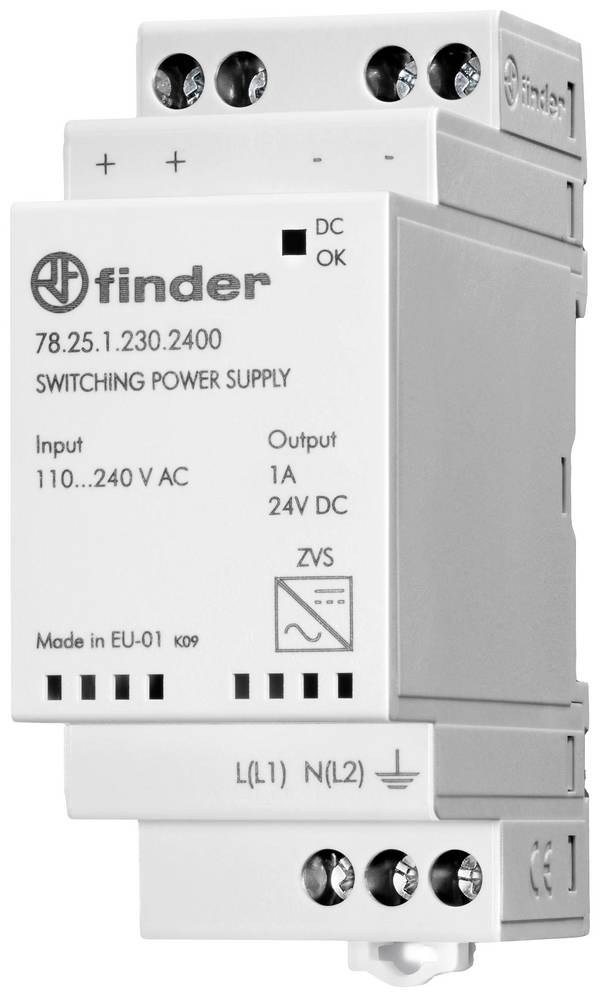 Finder 78.25.1.230.2400 Kalapsínes tápegység 24 V/DC 1 A 25 W Tartalom, tartalmi egységek rendelésenként 1 db