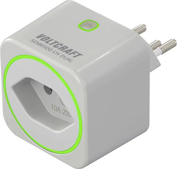 VOLTCRAFT SEM6500 CH DUAL Energiafogyasztás mérő Rádiójel vezérlésű dugaszoló aljzat, Adatexport, Adatgyűjtő funkció, Költség előrejelzés, TRMS, Beállítható áramtarifa, Alkalmazás vezérléssel, Internet kapcsolat