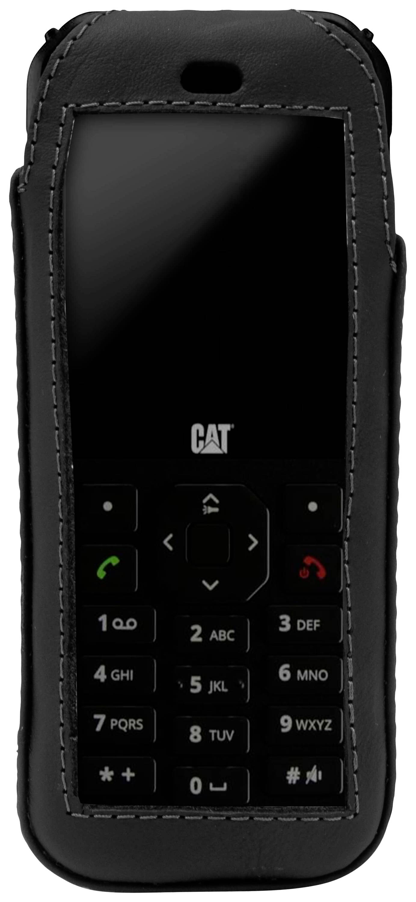 Egy robusztus mobiltelefon fekete tokkal, billentyűzettel, amely alkalmas igényes környezetben történő használatra.
