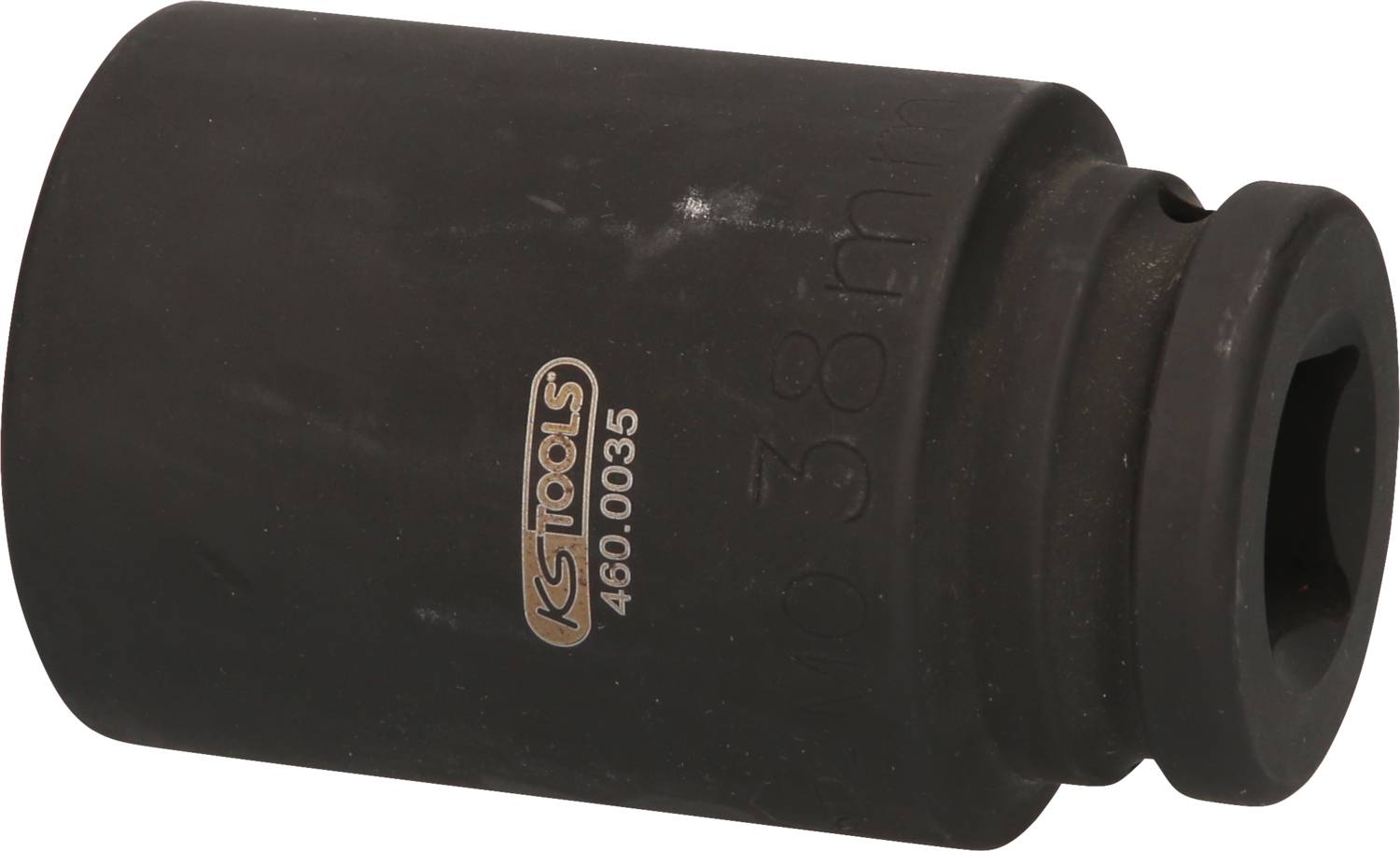 Egy fekete, robusztus dugókulcs, hatszögletű belső profilú, amelyen a 'KS TOOLS 460.0003' felirat szerepel.