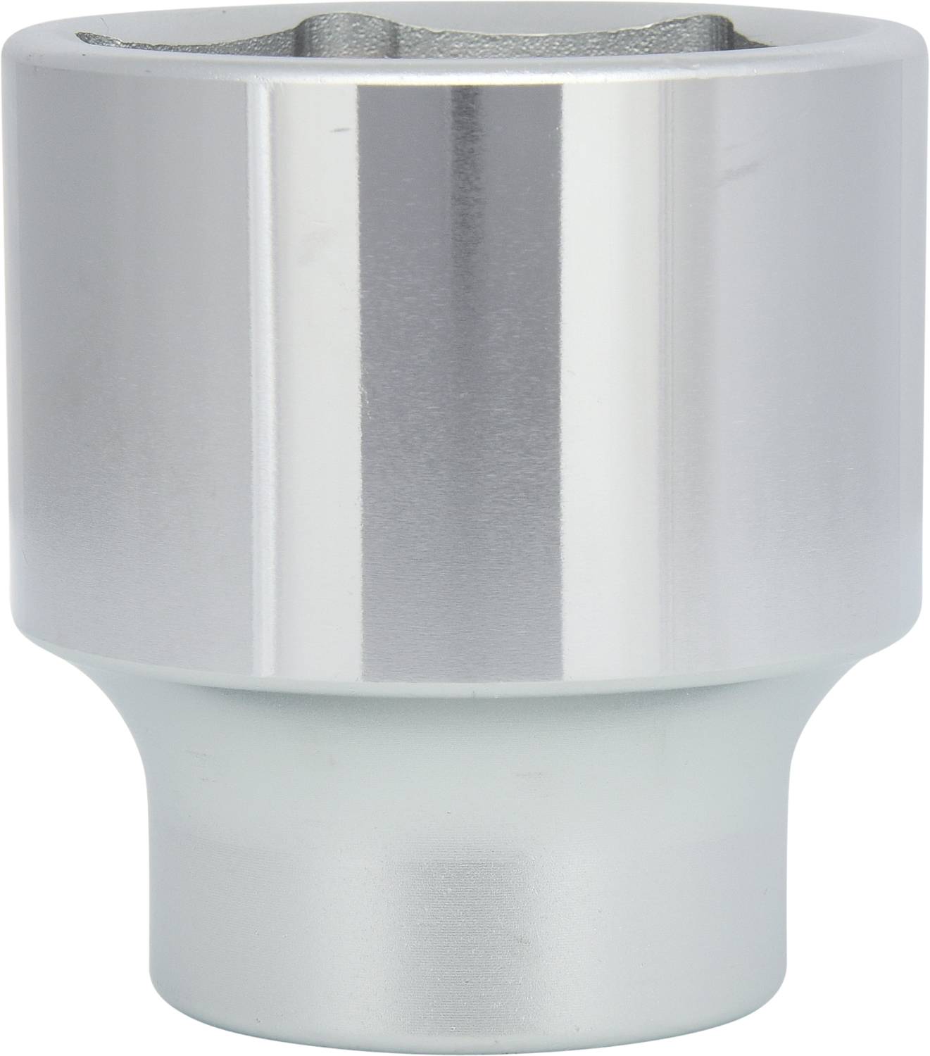 Egy fémből készült, ezüstszínű dugókulcs-feltét hatszögletű belső profilú illesztéssel. Használatos csavaranyák meglazításához és meghúzásához.