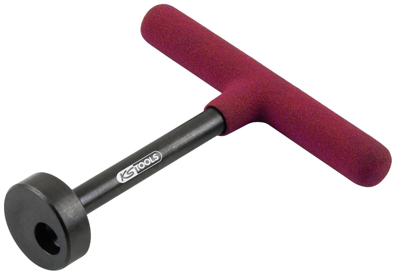 'T-fogantyús üzemanyag-kivételi szerszám piros gumibevonattal, alkalmas különböző járműszerelési felhasználásokra.'