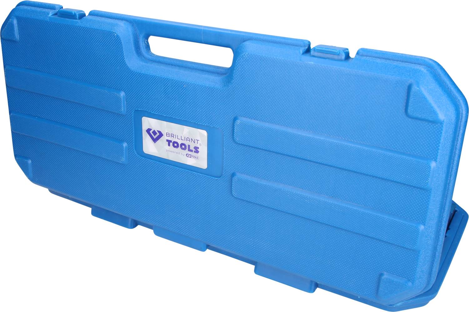 Kék szerszámostáska fogantyúval, amelynek első oldalán a 'Brilliant Tools' felirat szerepel.