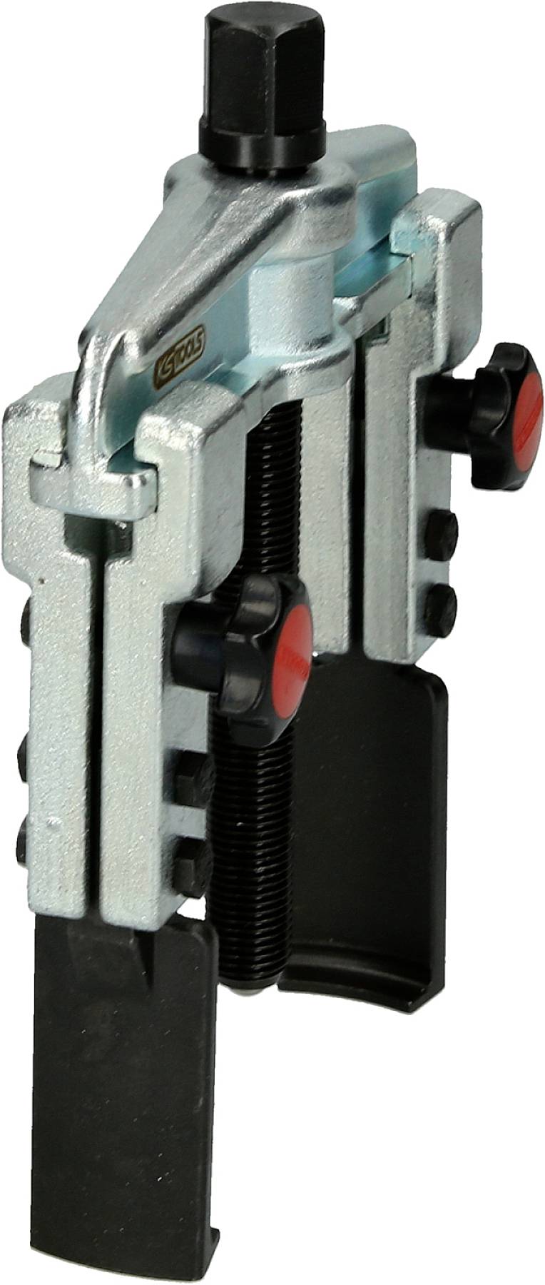 Kétkaru fémlehúzó központi csavaros mechanizmussal, amely fogaskerekek vagy csapágyak gépekből történő eltávolítására szolgál.