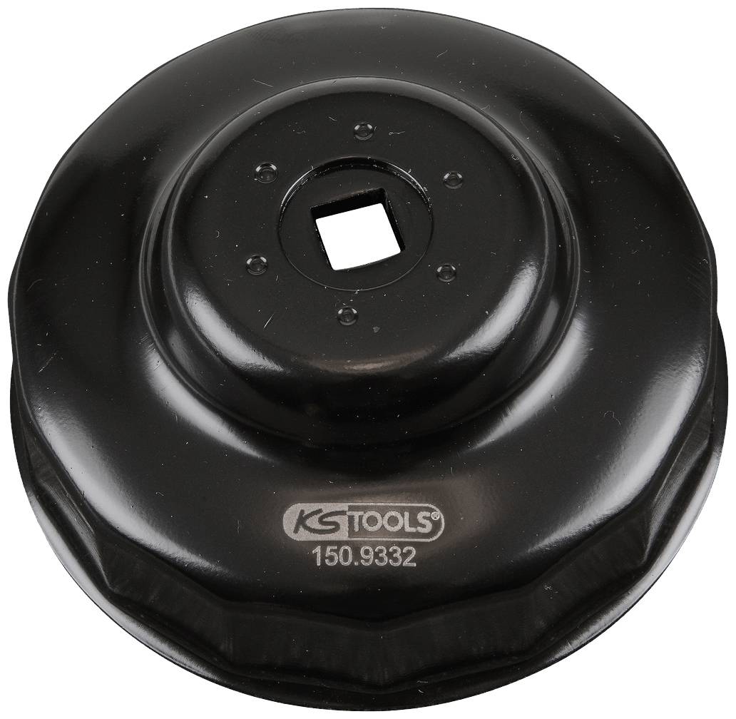 KS Tools olajszűrő fedél kulcs, fekete, kerek, négyzetes nyílással a közepén, termékszám 150.9332.