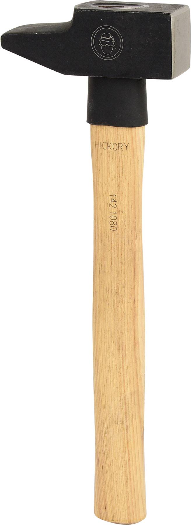Egy fémfejű kalapács, amelynek fejére logó van bevésve. A nyélen a 'Hickory' felirat és '1423 1000g' szerepel.